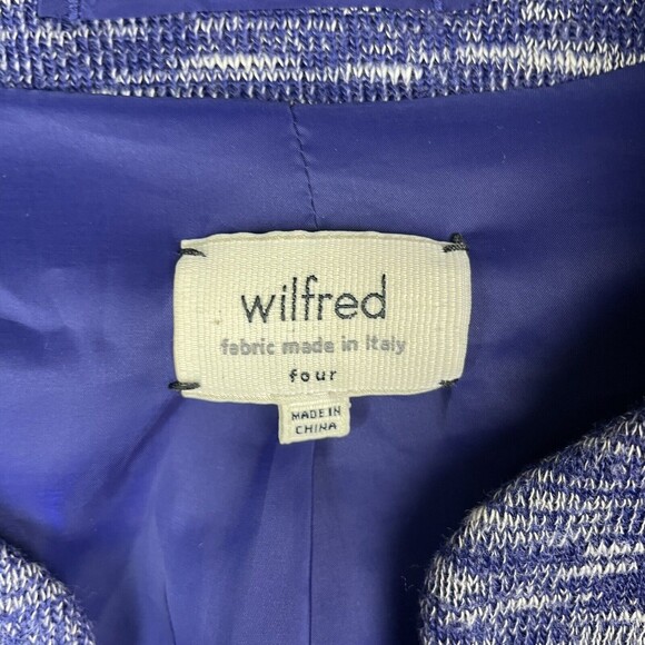 Wilfred Aritzia Exquis Blue Space Dye Open Crop Blazer Jacket Women’s Size 4 EUC - Picture 3 of 7